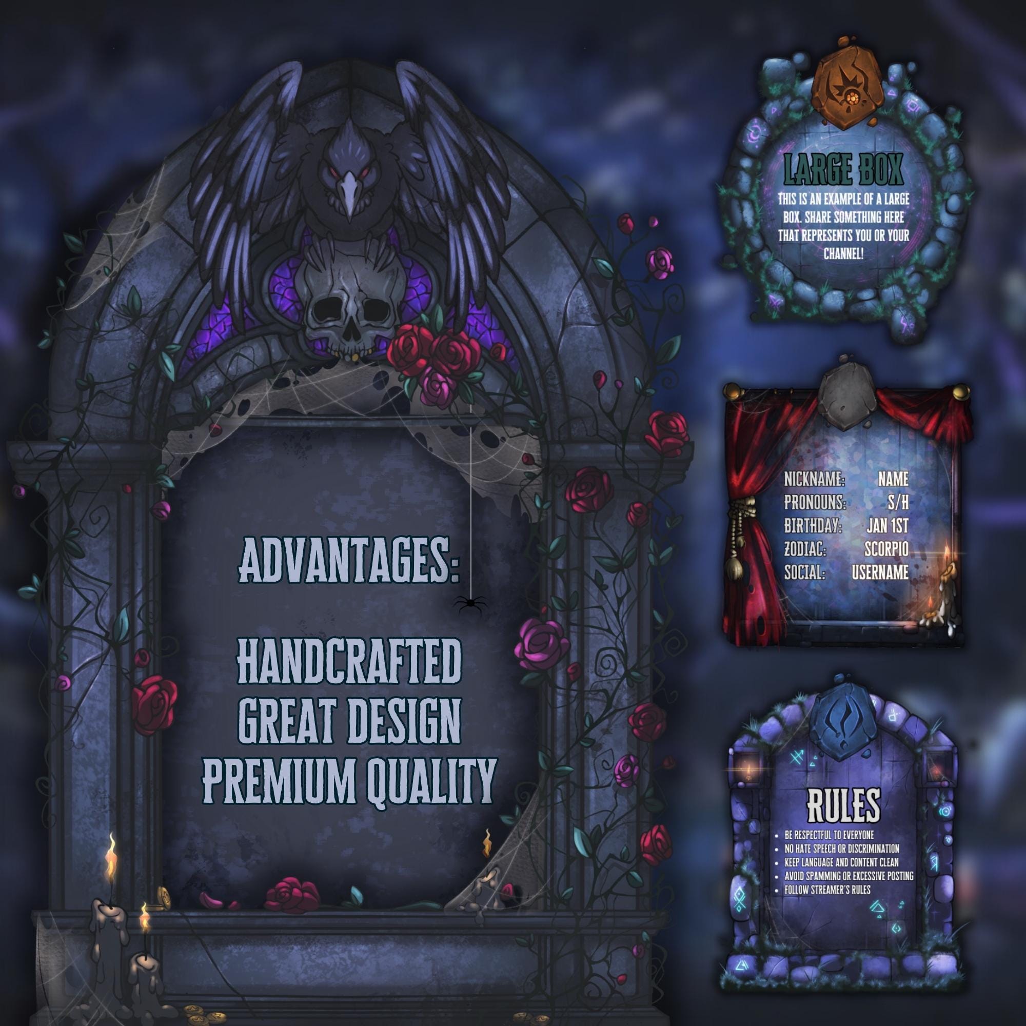 Twitch Panels Pack in Gothic Chemetery Theme