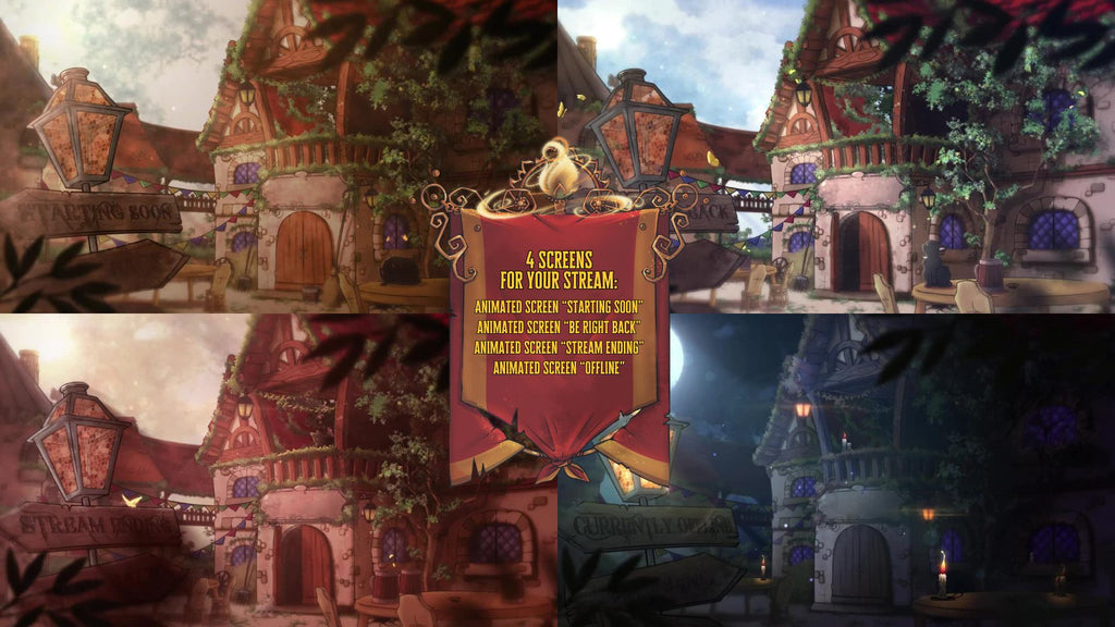 Animated Stream Screens in Medieval Fantasy Tavern Theme