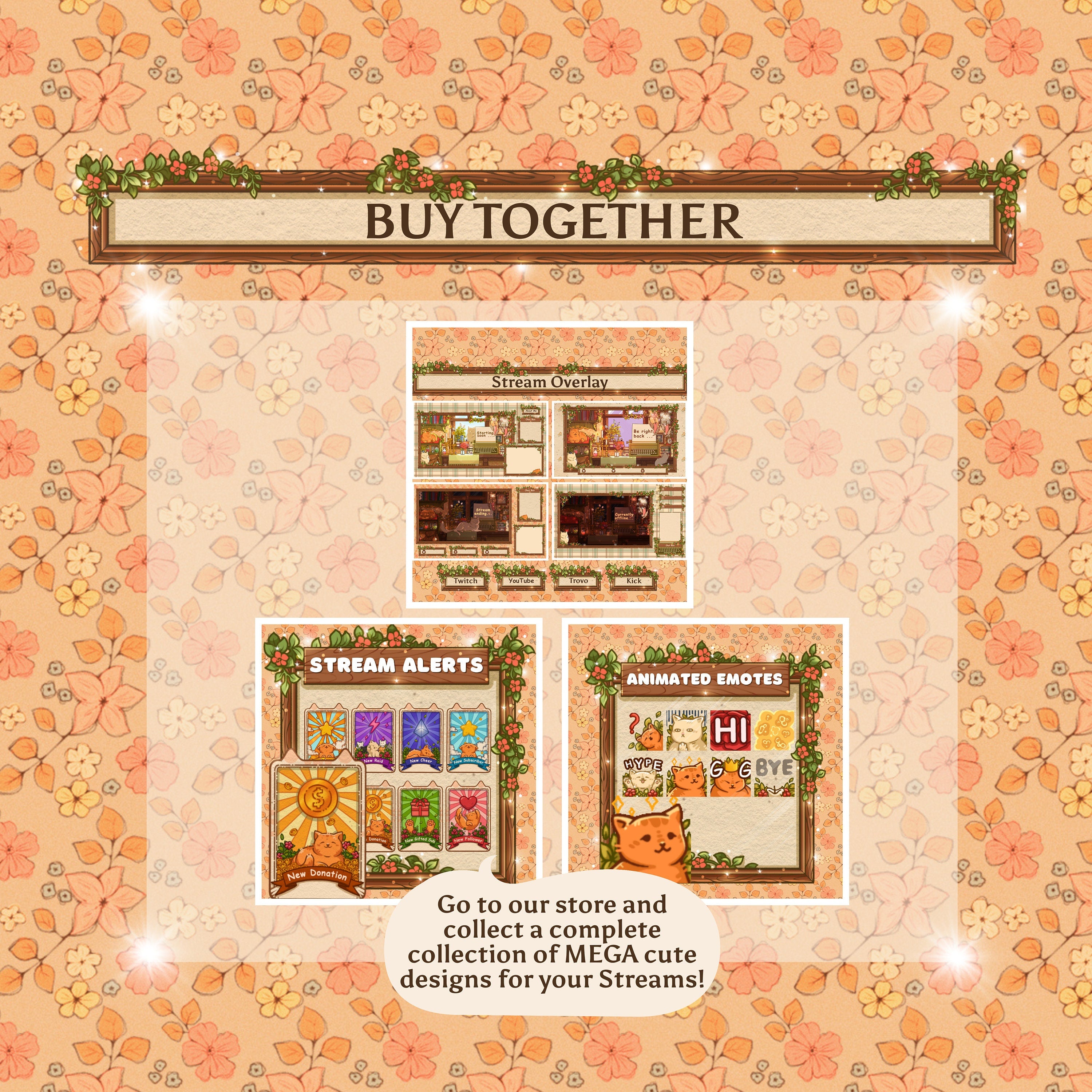 Animated Twitch & Discord Emotes - Cozy Cat Pack