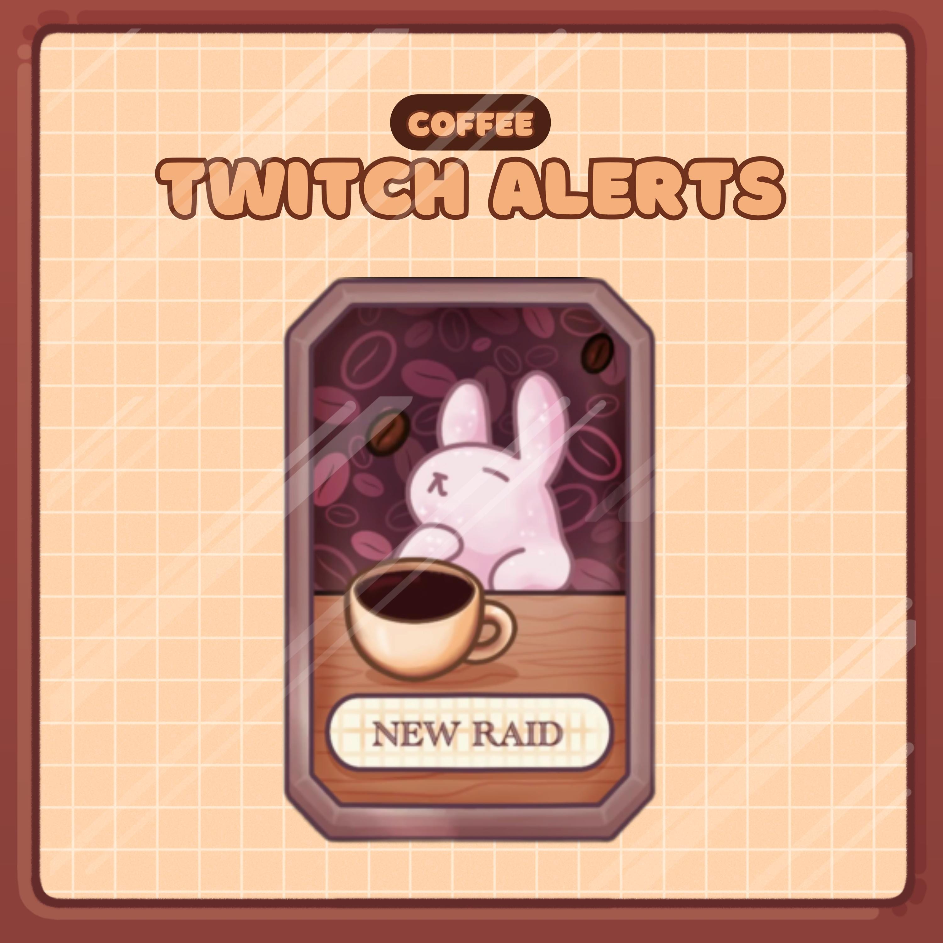 Animated Stream Alerts Pack in Coffee Bunny Theme