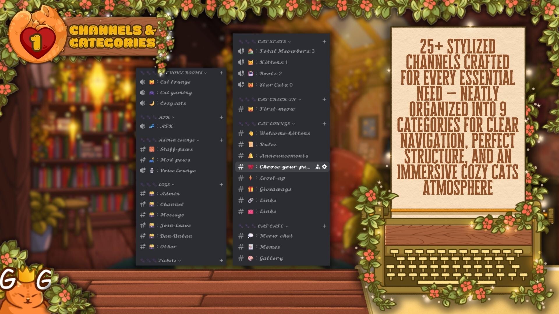 Cozy Cats Discord Server Template – Cute Gaming & Roleplay Setup
