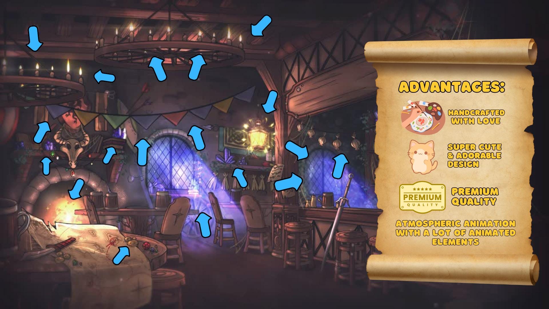 Animated Vtuber Background - Fantasy Medieval Tavern