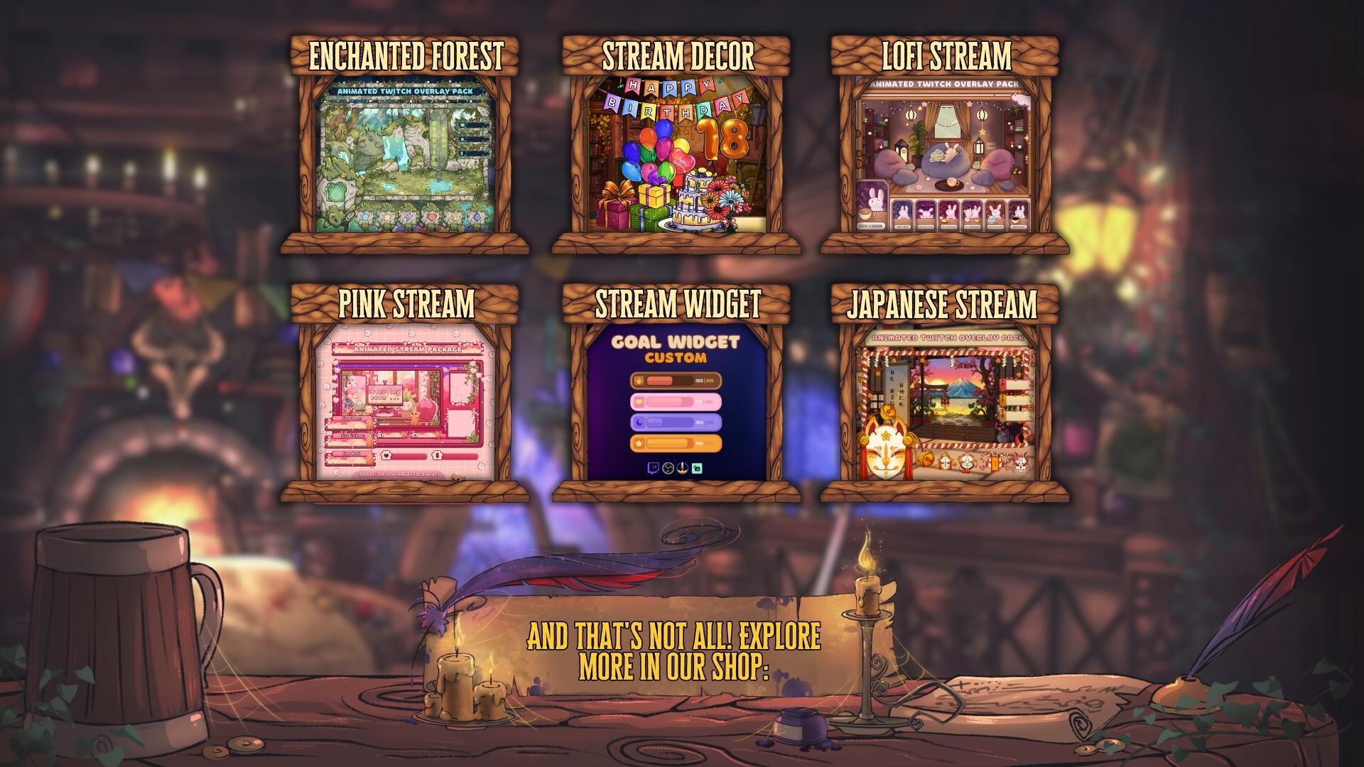 Animated Stream Schedule in Fantasy Tavern Theme, Customizable Templates