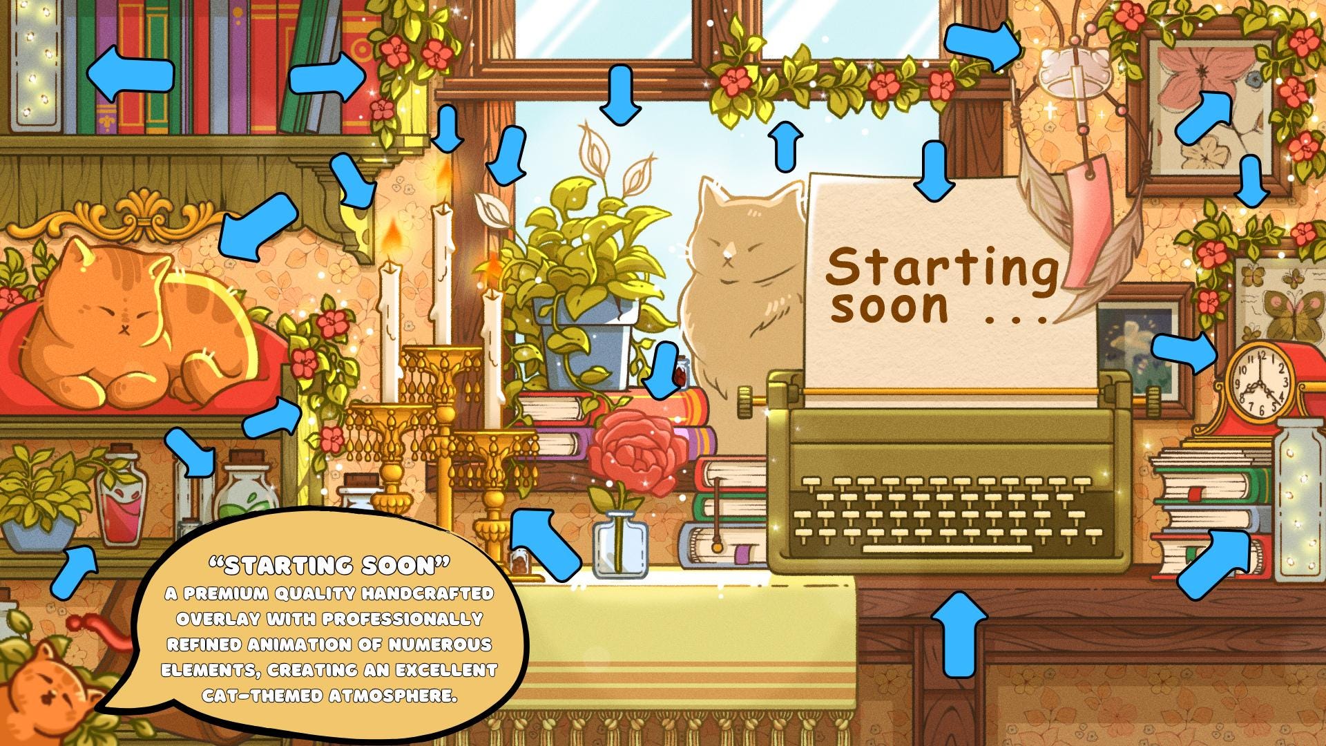 Animated Stream Screens in Cozy Cats Theme