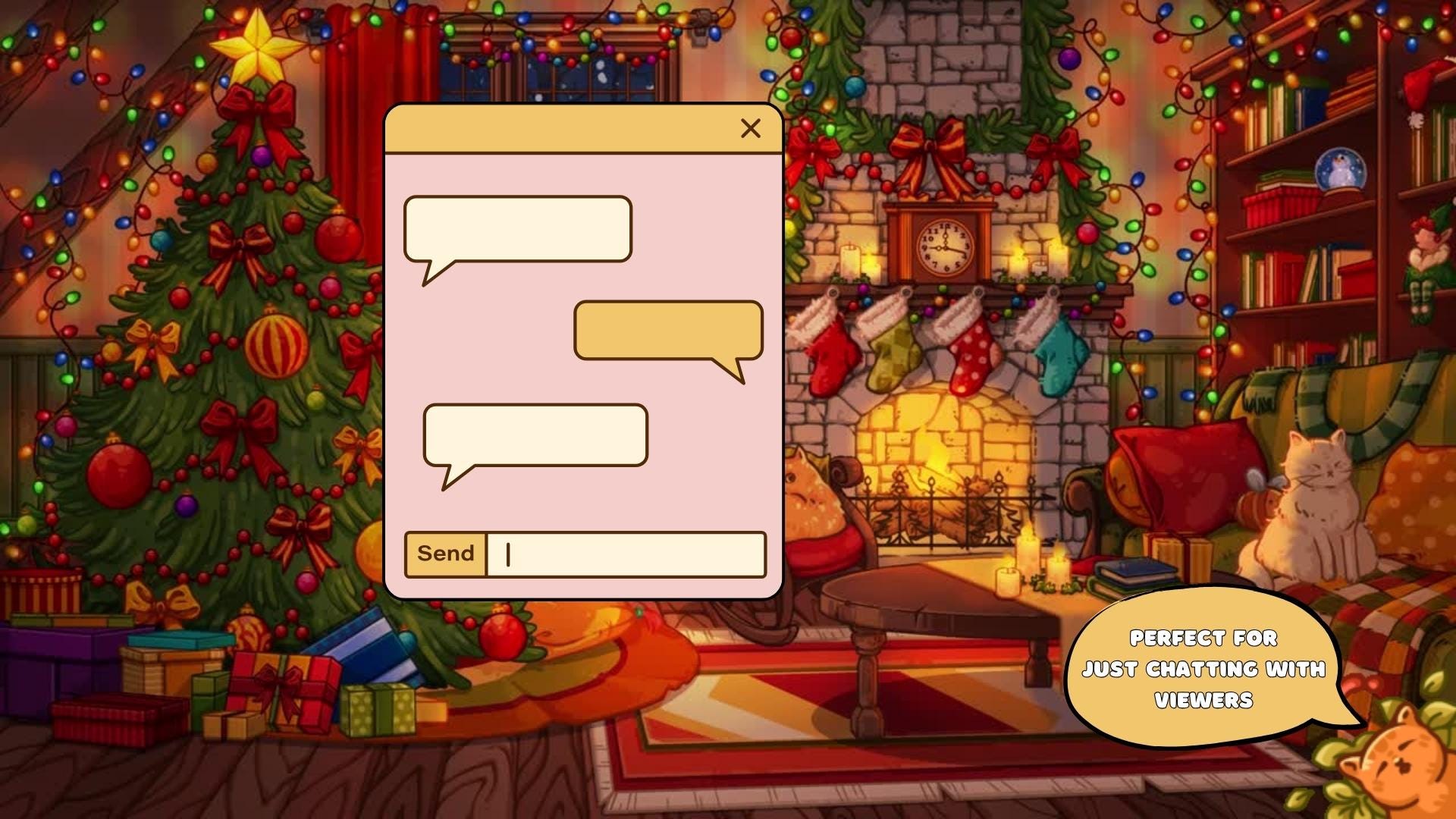Animated background - Cozy Christmas Room | For VTubers & Streamers