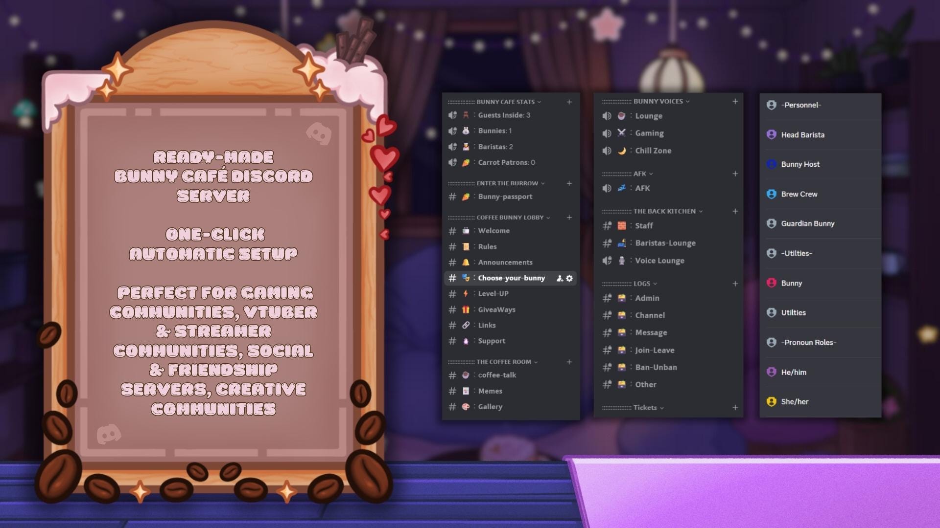 Coffee Discord Server Template – Cute Gaming & Roleplay Setup