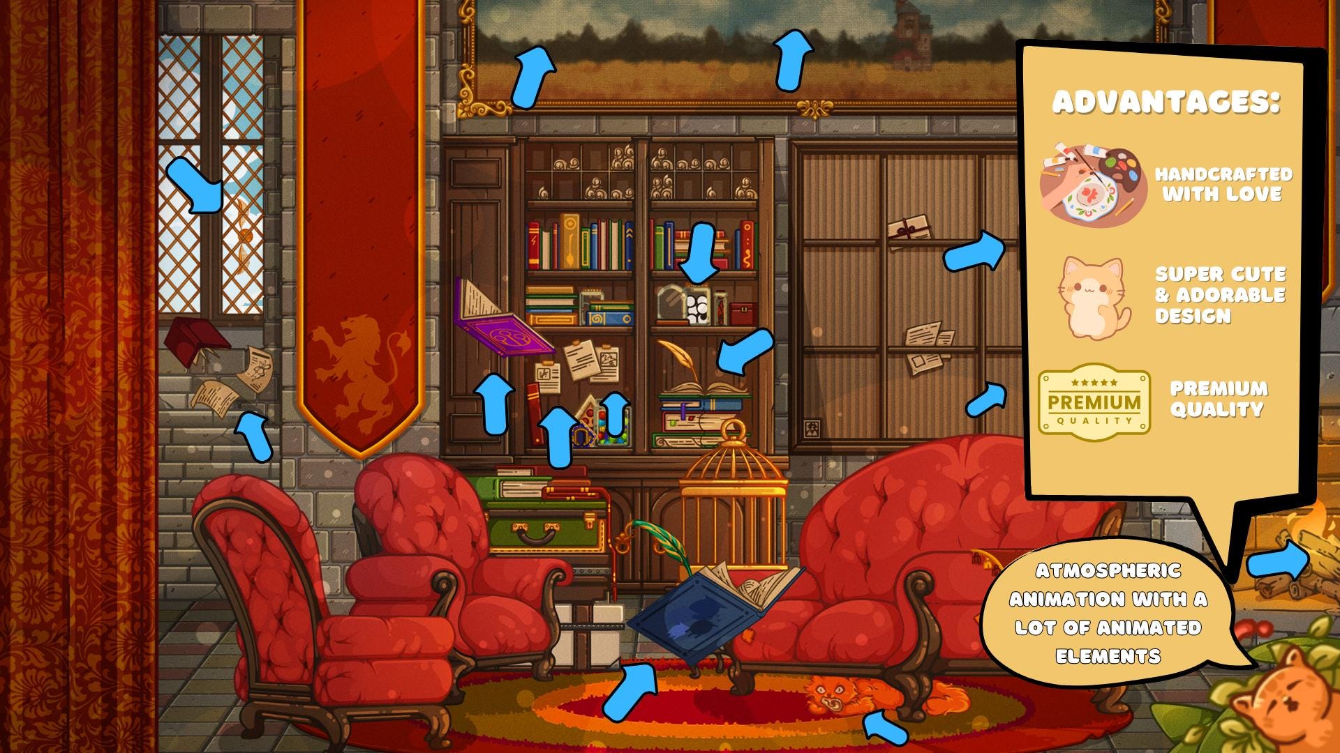 Animated background - Wizard Room, For VTubers & Streamers