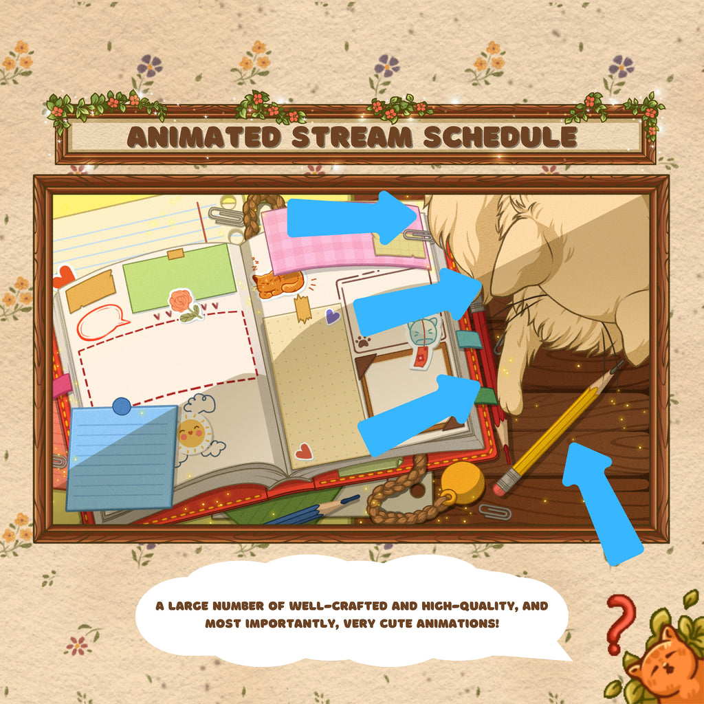 Animated Stream Schedule in Cozy Cats Theme, Customizable Templates