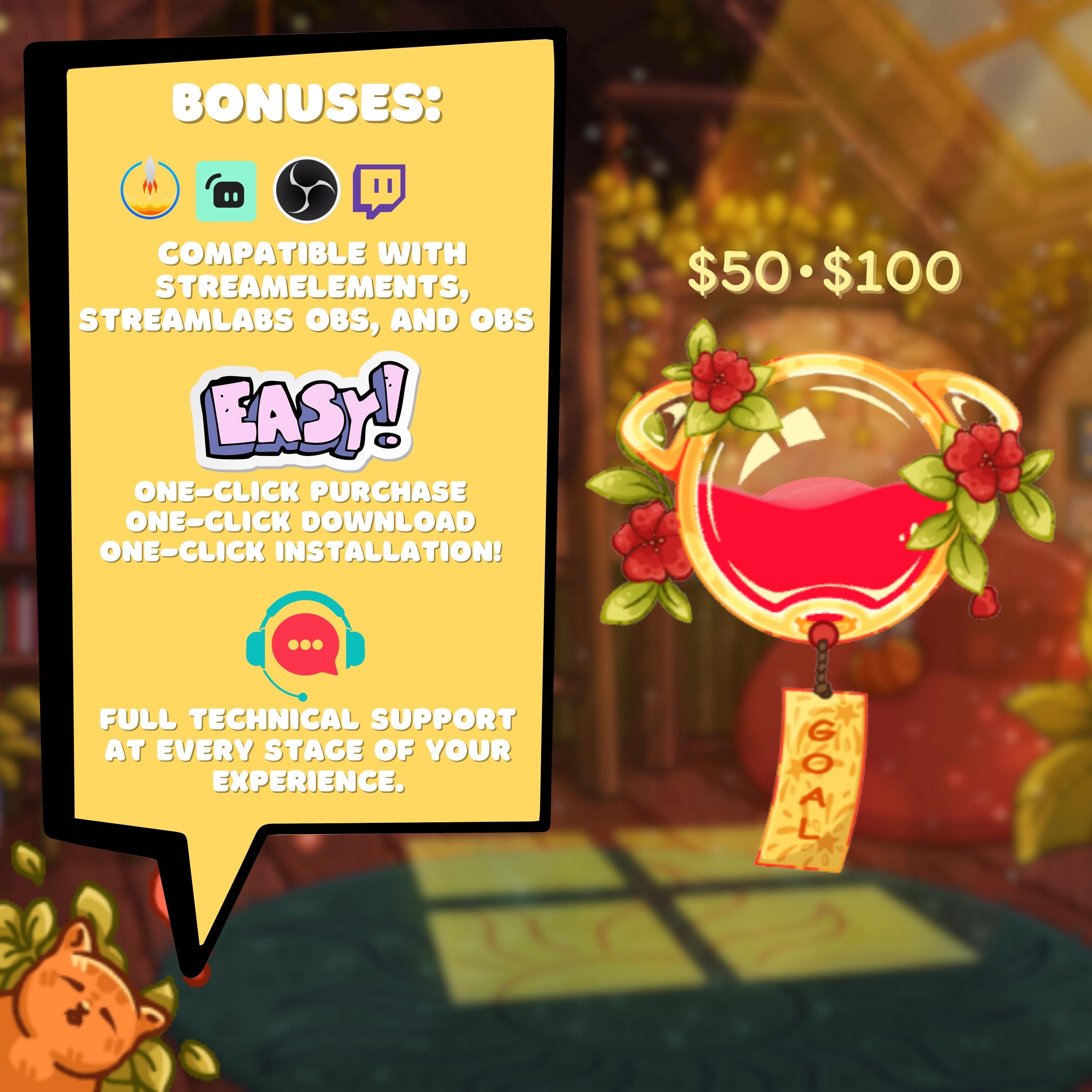 Animated Twitch Goal Widget in Cozy Cats Style