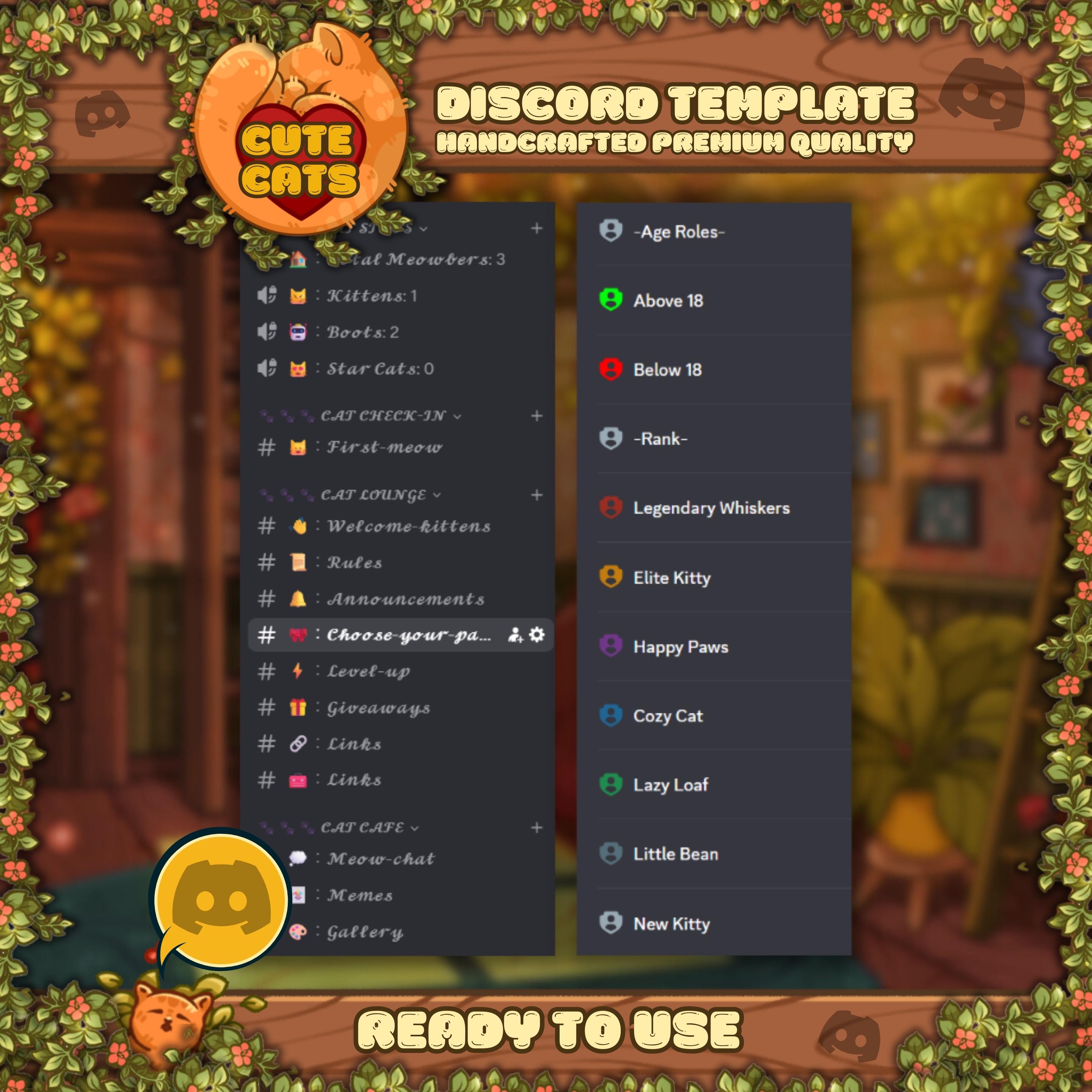 Cozy Cats Discord Server Template – Cute Gaming & Roleplay Setup