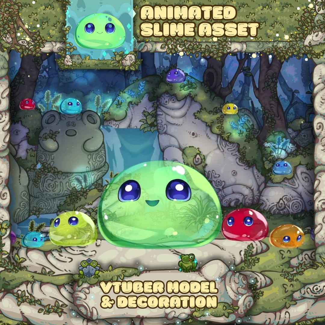 Slime VTuber Model & Pet (Mascot) Overlay — Custom Color, VTube Studio Ready